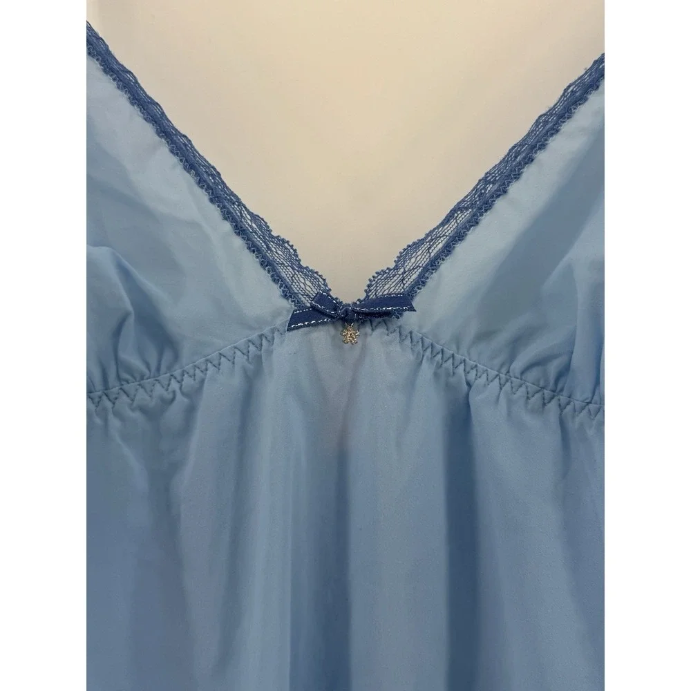 Vintage Victoria Secret Light Blue Baby Doll Chemise Mini Dress Y2K
